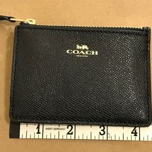 Coach Black Leather Skinny ID w/ Key Ring NWT